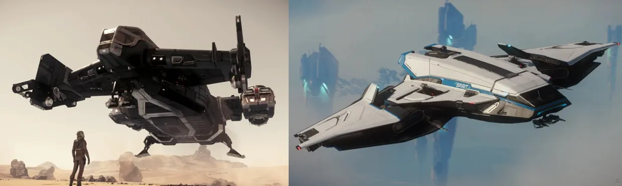 Star Citizen Cutlass Black and Crusader Spirit